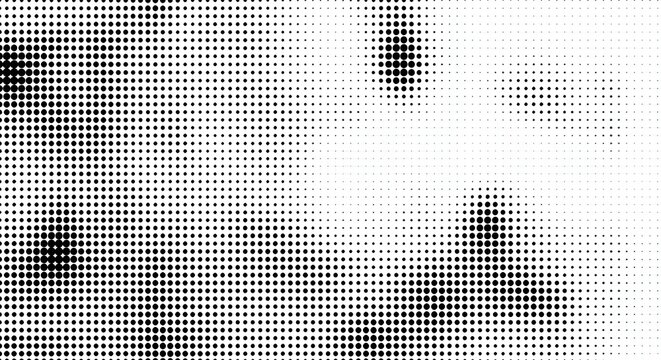 A grayscale halftone pattern with varying dot densities creating a gradient effect on a white background.