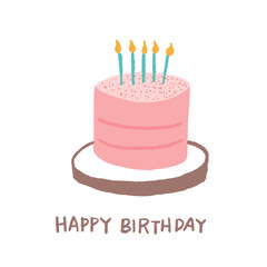 Happy Birthday Cake Illustration & Cute Font Design