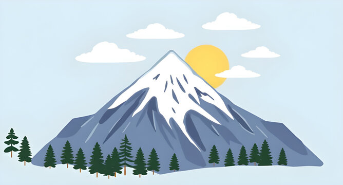 mountain landscape with sun, sunny mountains, sunlit landscape, nature background, outdoor background, scenic background, hills background, peaks background, valley background, forest background, tree