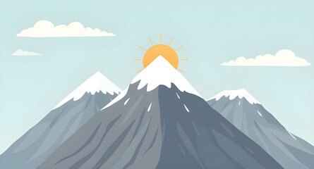 mountain landscape with sun, sunny mountains, sunlit landscape, nature background, outdoor background, scenic background, hills background, peaks background, valley background, forest background, tree © mrpixel