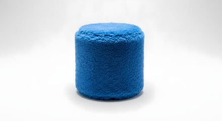 Blue fuzzy cylinder product shot
