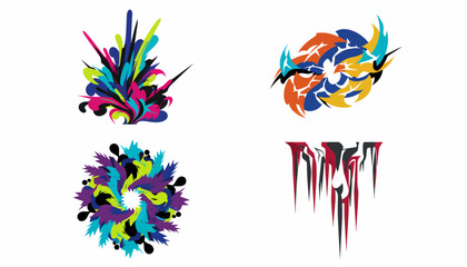 Obraz premium Vibrant Abstract Design Elements Collection Dynamic Swirls and Explosive Shapes
