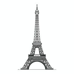 Elegant Eiffel Tower Illustration on White Background