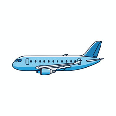 Illustration of a blue airplane on white background
