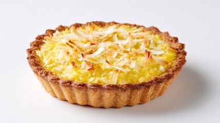 A delicious homemade apple pie and lemon muffin served on a white plate as a tasty sweet dessert pastry from the bakery