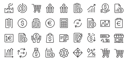 Price icon set. Invoice and discount symbol. Vector illustration.