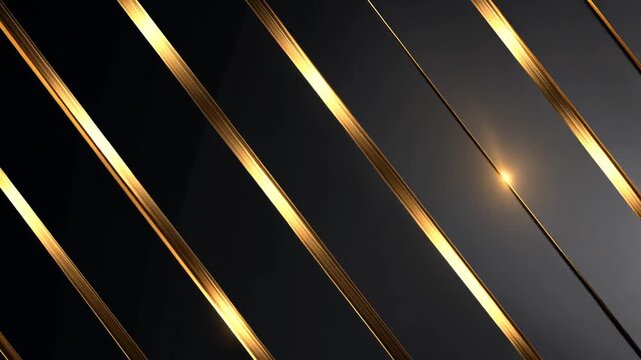 Golden lights shine through dark slanted stripes creating a futuristic ambiance indoors.