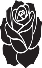 Black and White Rose Silhouette Elegant Flower Design Decorative Art Vector Illustration