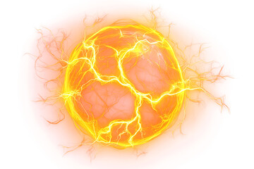 Intense Orange Plasma Sphere with Lightning
