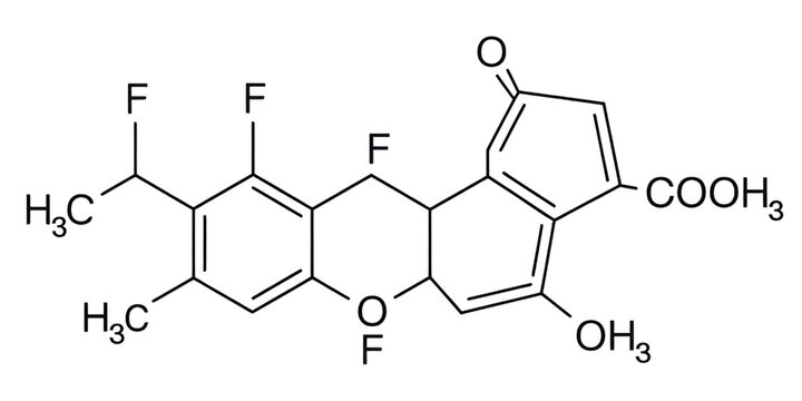 Chemical structure of fluorinated organic compound isolated on transparent background