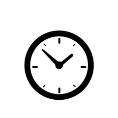 時間管理やスケジュールを象徴するシンプルな時計アイコン(黒)