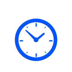 時間管理やスケジュールを象徴するシンプルな時計アイコン(青)