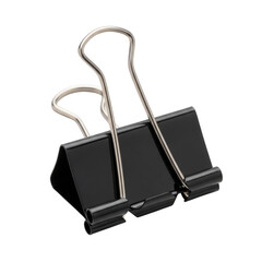 Black binder clip isolated on transparent background