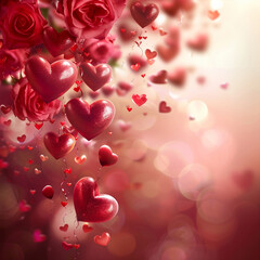 Red and Pink Heart Petal. Copy Space, Valentine&rsquo;s Day Concept