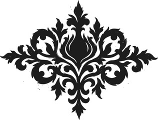 black vintage ornamental floral design element with symmetrical elegant pattern