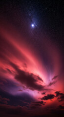 Obraz premium Dramatic sky with dark cloud and starry sky, creating a powerful visual, representative of vastness, mystery, and celestial wonder perfect for space concepts