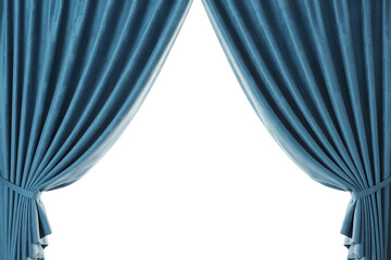Modern Blue Window Curtains on Clean White Background