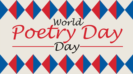 Obraz premium Simple and elegant World Poetry Day graphic with clear typography on a bright white backdrop