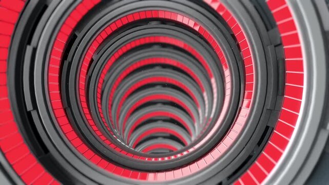 4K Infinite Loop Tunnel SCI-FI Gray and Red