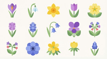 Obraz premium set of colorful spring flowers