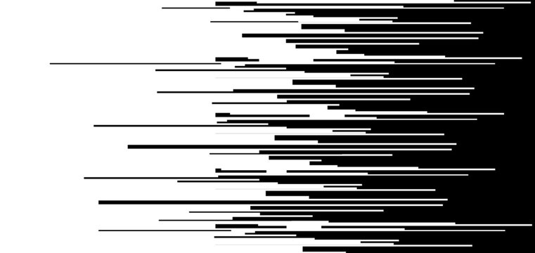 Abstract black horizontal lines create a sense of digital data flow or motion, forming a modern tech background with a minimalist glitch effect.