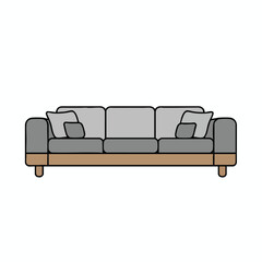 Gray Sofa with Pillows Illustration