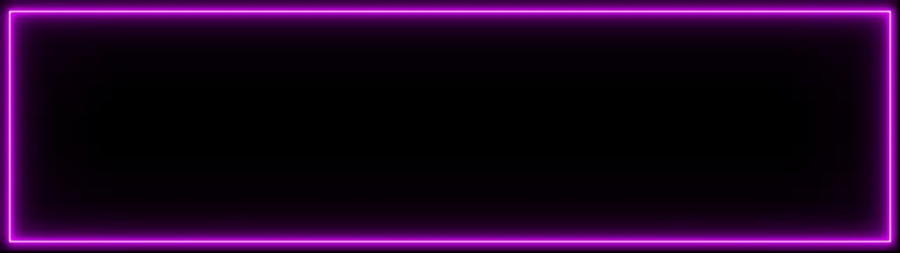 Rectangle frame icon animation glowing neon color bordar frame display box round shape retro screen photo frame rotation seamless footage line movement on dark background. 