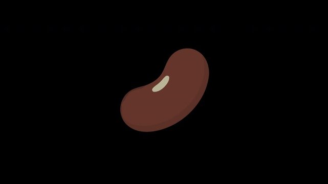 A solitary kidney bean, depicted in a minimalist vector illustration, stands out sharply against a stark black background, emphasizing its simple form and natural goodness