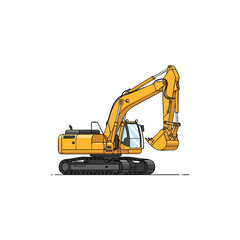 Yellow Excavator Machine Illustration