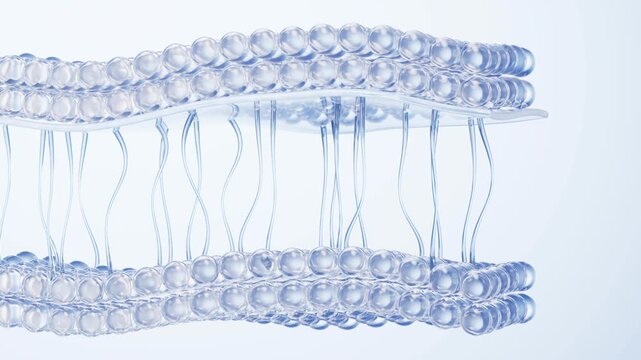 Abstract biological cell membrane 3d animation showing lipid bilayer movement and structure for scientific research
