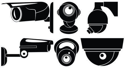 Security Camera Icon Set Collection for CCTV Surveillance Monitoring and Protection