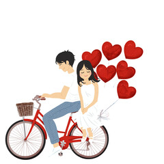 Couple riding a bicycle