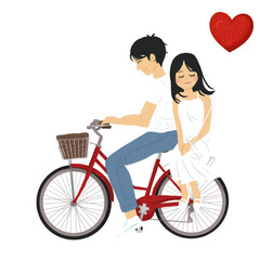 Couple riding a bicycle