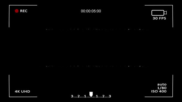 4k vhs tape playing vintage animation motion black background . Old VHS play and timecode with camera viewfinder frame animation, screen recorder, recording overlay frame,camera streaming recorder