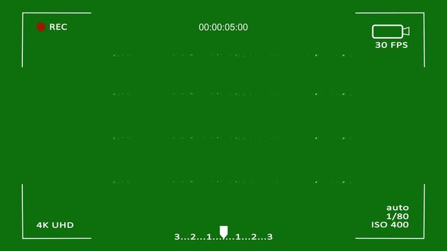 vhs tape playing vintage animation motion,Recorder camera screen overlay 4K resolution with alpha channel.camera viewfinder,Recording camera screen interface with timer on transparent green background
