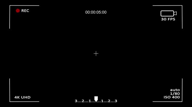4k screen recorder, recording overlay frame, Video camera recorder screen overlay, camera viewfinder, camera streaming recorder, footage. rec text camera recording icon blink animation on black screen