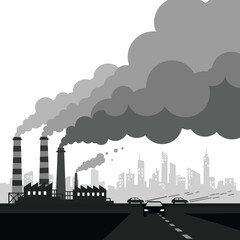 Obraz premium Industrial Pollution and City Skyline