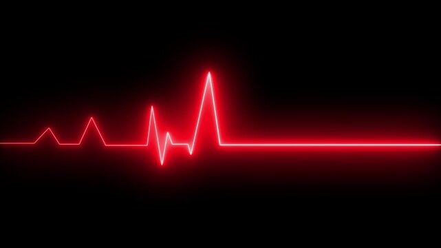 Red chart. Pulse animation. Abstract red neon heartbeat signal icon animation background. Heartbeat line icon animation . ECG cardiogram oscilloscope. Heart beat cardiogram. Heartbeat line showing.