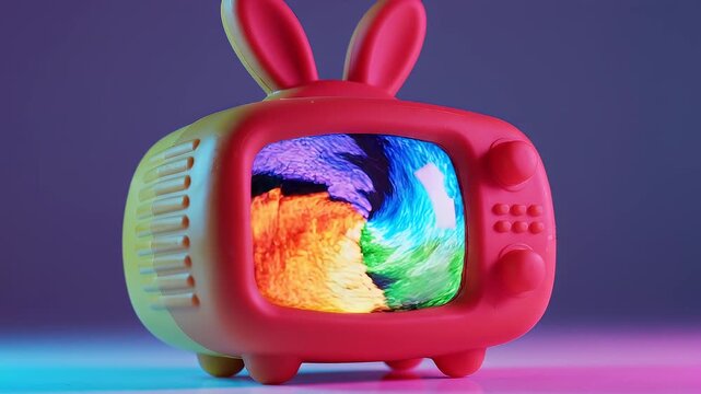 A whimsical, retro-style television plays a vibrant image of Earth. Perfect for themes of connectivity, global awareness, or unique content display.
