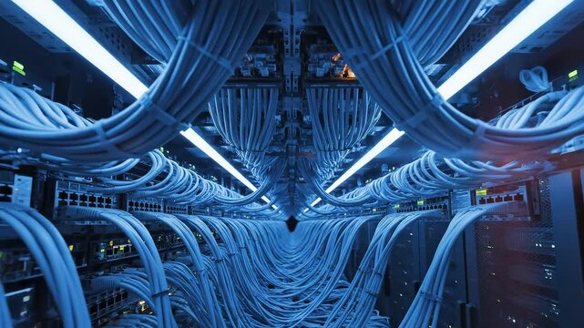 server room with cable network