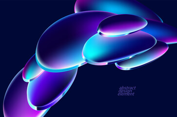 Abstract fluid background of liquid bubbles and blobs. Colorful glass shape.