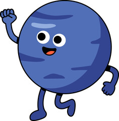 Obraz premium Cute Neptune planet character illustration, solar system vector