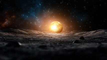 A breathtaking view of a celestial body illuminating a dark, star-filled space, representing the wonder of the universe and the beauty of astronomical phenomena.