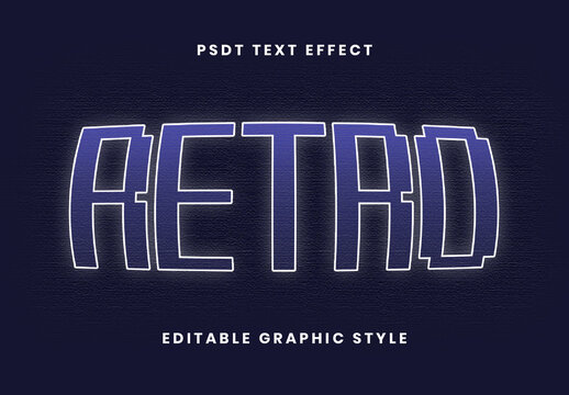 Blue Neon Grid Outline Retro Screen Text Effect