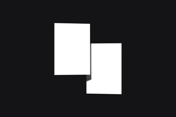 Front and back view white book on black background for mockup template