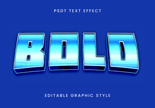 Blue Gradient 3D Metallic Text Effect Chrome Modern Font