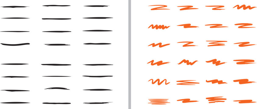 A large collection of black and red vector brush strokes featuring diverse textures, tapered lines, and expressive smears, ideal for bold artistic accents and digital graphic design.