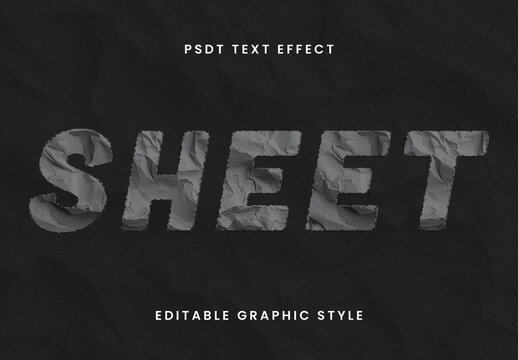Dark Gray Wrinkled Paper Cut Text Effect