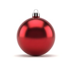 Shiny red Christmas ornament on white background for holiday decor
