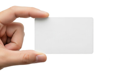 Obraz premium Hand holding blank card isolated on transparent background